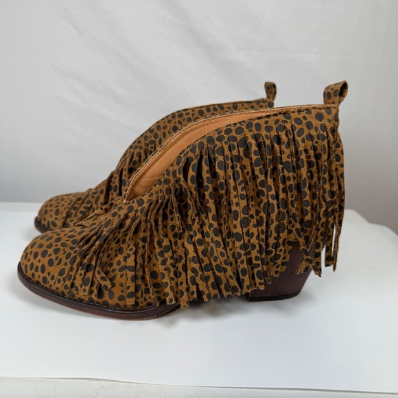 Maya Babe Fringe Ankle Boots Women's Cheetah Print Western Style Fun‎ Fashion 10 - Picture 2 of 15